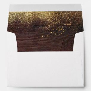 Wood and Gold Glitter Envelope