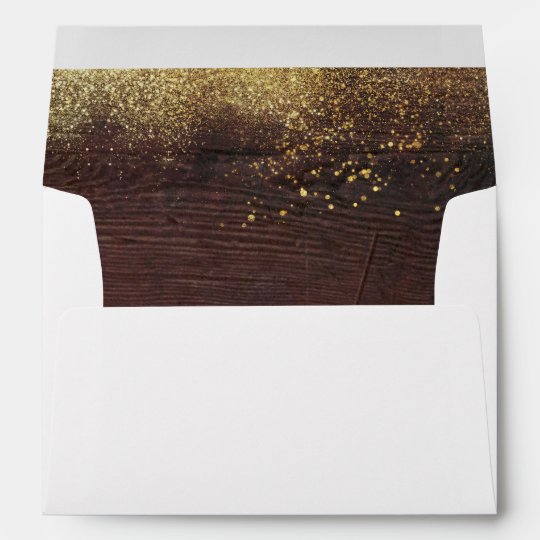 Wood and Gold Glitter Envelope | Zazzle.com