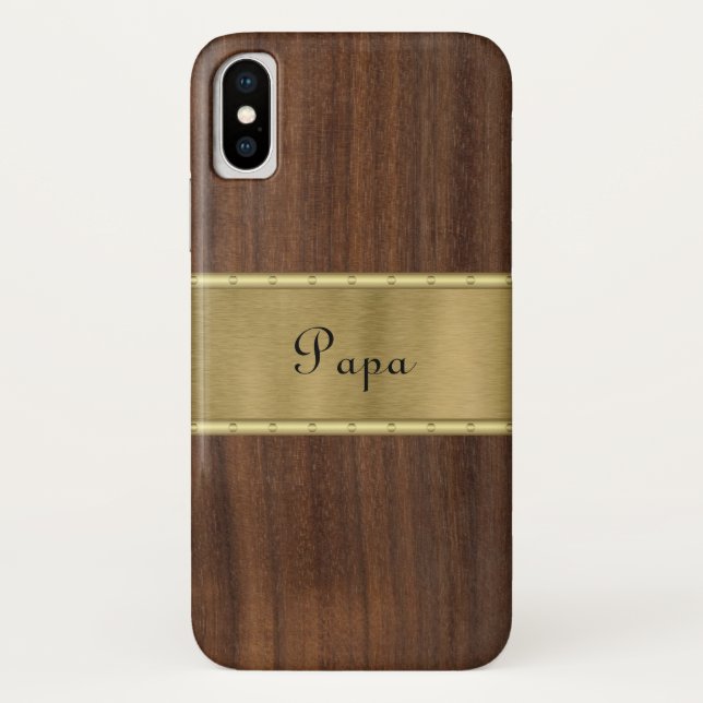 Wood and Gold Personalize Case-Mate iPhone Case (Back)