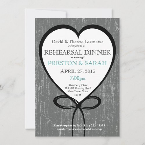 Wood and Heart Rehearsal Dinner Custom Invite