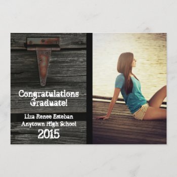 Wood And Hinge 2015 Photo Graduation Announcement by RiverJude at Zazzle