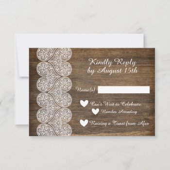 Wood And Lace Rsvp For A Rustic Wedding Invitation by LangDesignShop at Zazzle