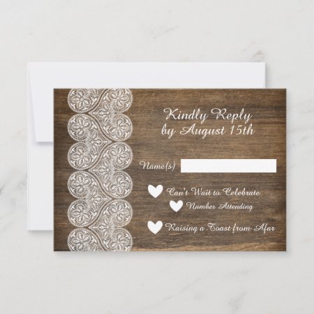 Wood And Lace Rsvp For A Rustic Wedding Invitation