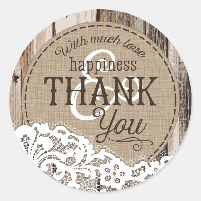 Wood and Lace Rustic Country Wedding Label (Front)