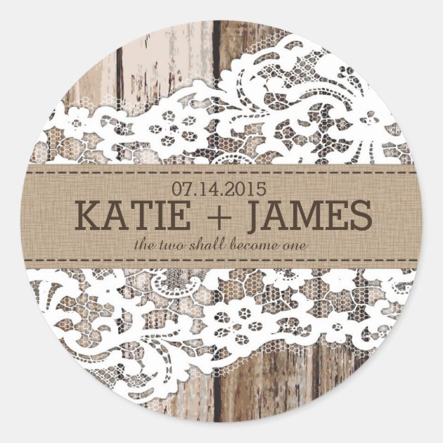 Wood And Lace Rustic Country Wedding Label