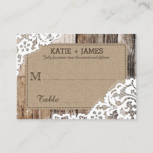 Wood and Lace Rustic Country Wedding Place Cards