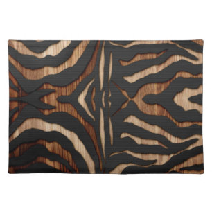 Wood and Leather Zebra Print Placemat