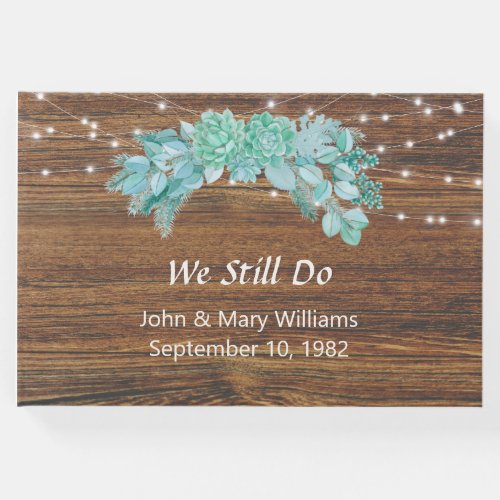 Wood and Light String Vow Renewal Guest Book
