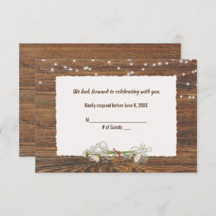 Wood and Light String Wedding RSVP