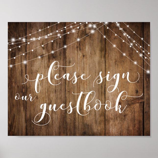 Wood and Lights Please Sign Our Guestbook Sign (Front)