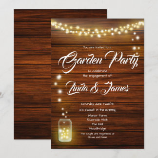 Wood and Lights Rustic Engagement Invitation