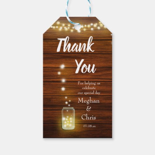 Wood and Lights Rustic Thank You Gift Tag