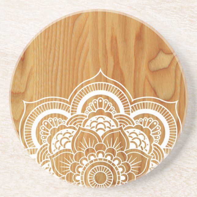 Wood and Mandala Drink Coaster (Front)
