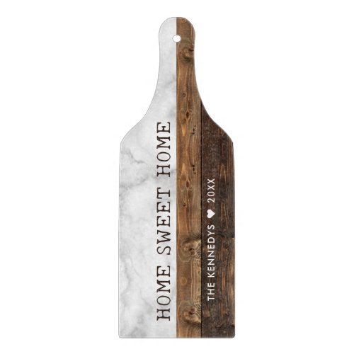 Wood And Marble Family Name Home Sweet Home  Cutting Board