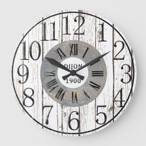 Wood and Metal Faux Large Clock