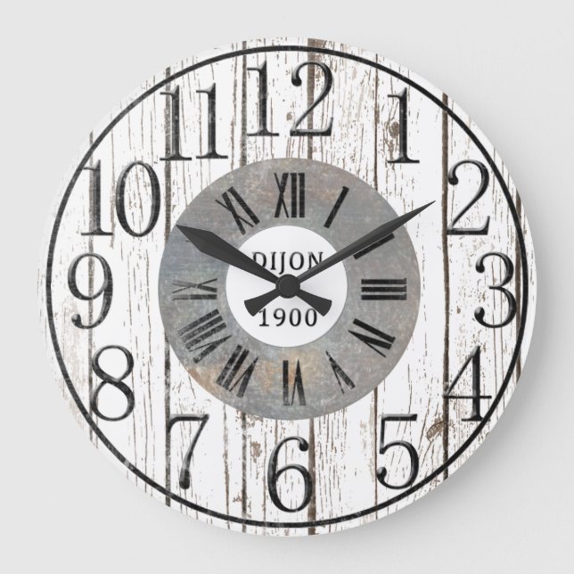 Wood and Metal Faux Large Clock (Front)