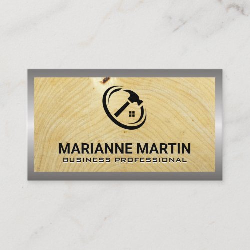 Wood and Metal  Home Hammer Logo Business Card