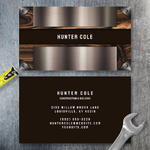 Wood and Metal Industrial Business Card