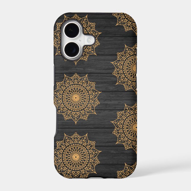 Wood and Ornate Pattern Iphone Case (Back)