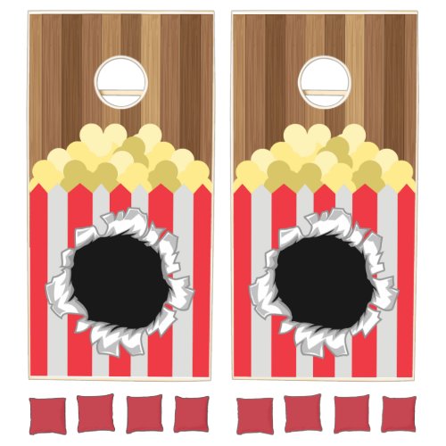 Wood and Popcorn Hole Cornhole Set 