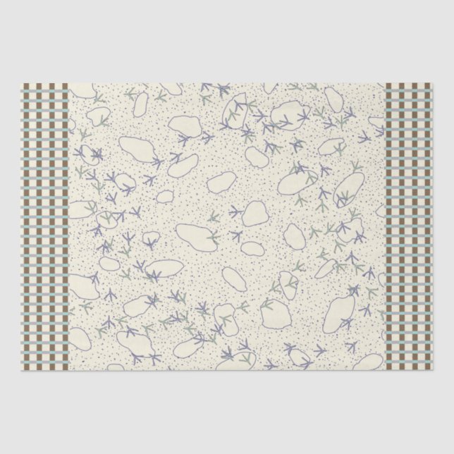 Wood and Seaweed Plaid Bird Tracks Tissue Paper (Front)