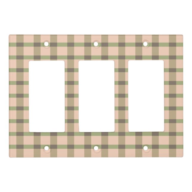 Wood and Seaweed Plaid Light Switch Cover (Front)