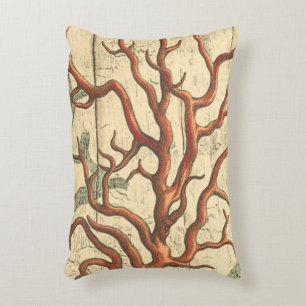 Wood and Small Coral Accent Pillow