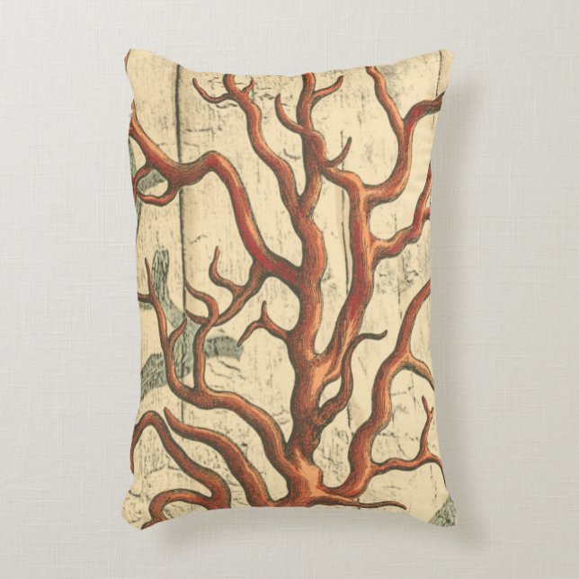 Wood and Small Coral Accent Pillow (Front(Vertical))