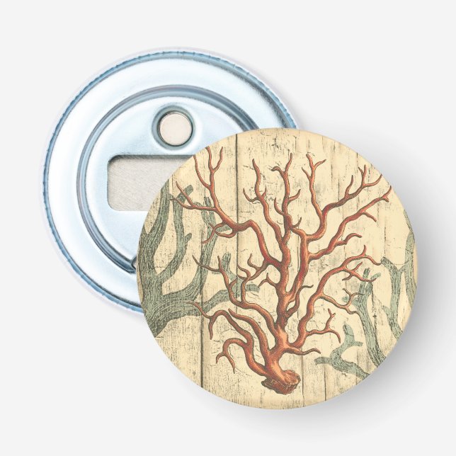 Wood and Small Coral Bottle Opener (Front)