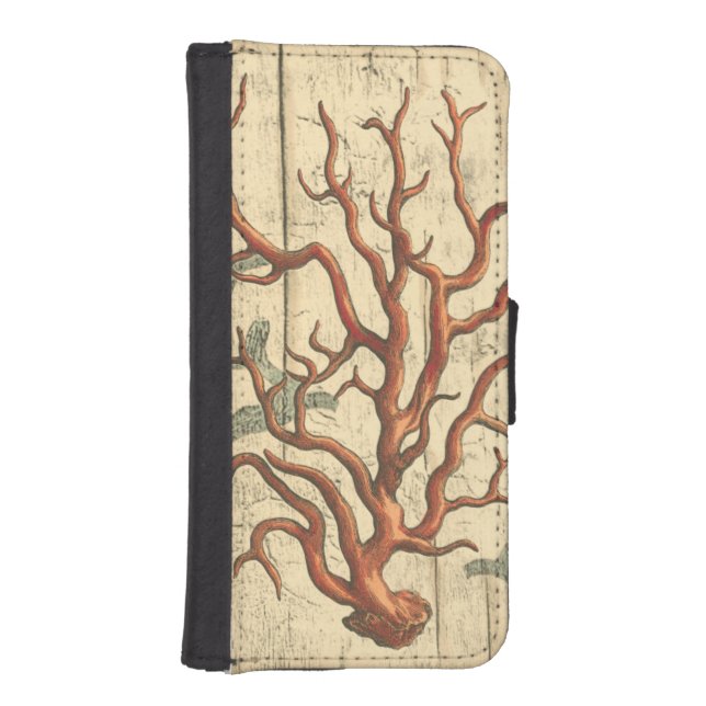 Wood and Small Coral iPhone Wallet Case (Front)