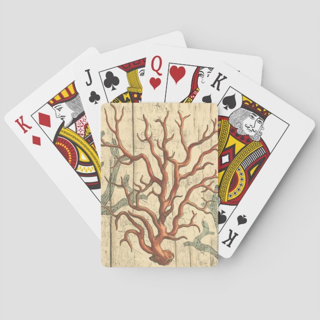 Wood and Small Coral Poker Cards (Back)