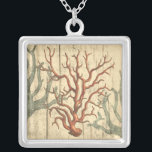 Wood and Small Coral Silver Plated Necklace<br><div class="desc">Stayed relaxed with this beautiful piece of sealife art. This beautiful silhouette of these coral reef will look great on any product. Take the beach with you where ever you go! Enjoy nature's finest sea life.</div>