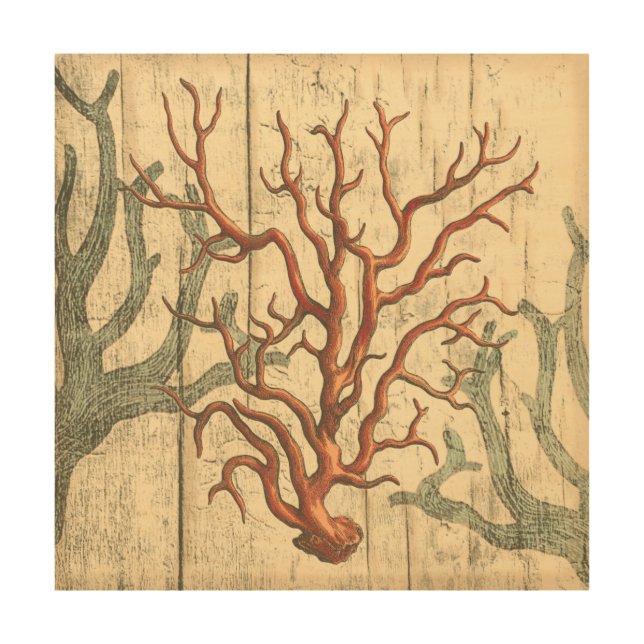 Wood and Small Coral Wood Wall Art (Front)