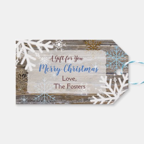 Wood and Snowflakes Gift Tag