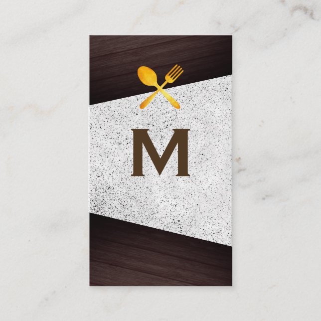 Wood and Speckled Block | Culinary Business Card (Front)