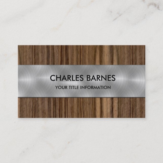 Wood and Steel Business Card (Front)