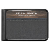 Wood and Stitched Leather Professional Modern Power Bank (Front)