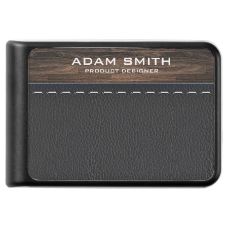Wood And Stitched Leather Professional Modern Power Bank