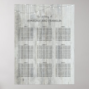 Wood and String Lights Wedding Seating Charts