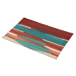 Wood and Turquoise Cloth Placemat