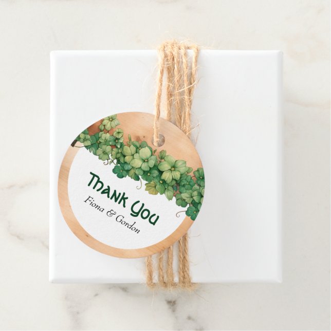 Wood and vine St Patricks Day Irish rustic wedding Favor Tags (In Situ)
