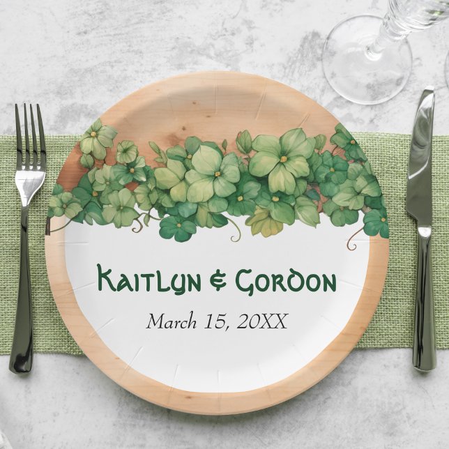 Wood and vine St patricks day irish wedding Paper Plates (Creator Uploaded)