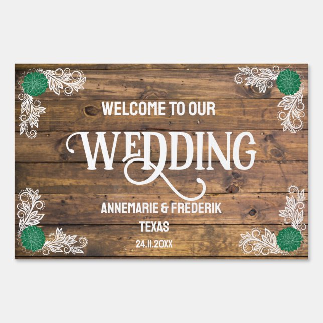 Wood and Wild Flower Wedding Sign (Front)
