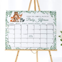 Wood Animals Greenery Guess Due Date Calendar Post Poster