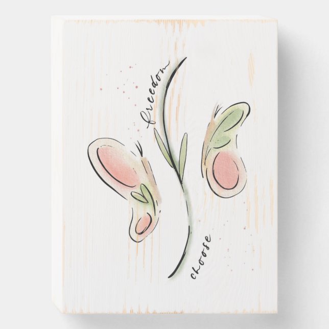 Wood Art Butterflies | Choose Freedom Quote Wisdom Wooden Box Sign (Front Vertical)
