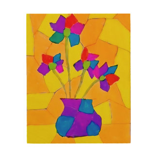 Wood Art - Colorful Flowers
