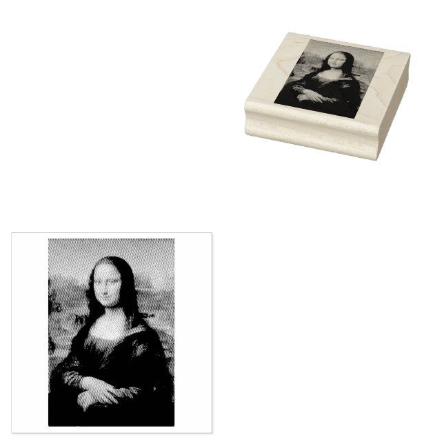 WOOD ART STAMP : LEONARDO DA VINCI : THE Mona Lisa (Stamped)
