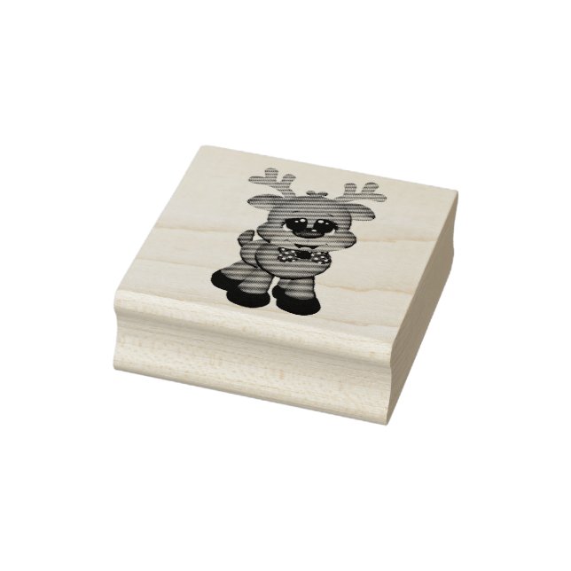 Wood Art Stamps/Cute Baby Rudolph Rubber Stamp (Stamp)