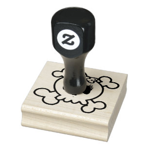 Wood Art Stamps/Skull Rubber Stamp