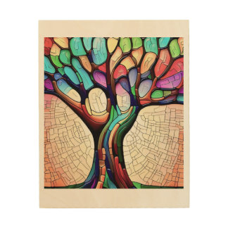 wood art with baobab tree